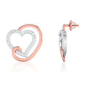 Platinum & Rose Gold Heart Earring with Diamonds JL PT E 8088   Jewelove.US