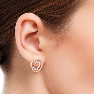 Platinum & Rose Gold Heart Earring with Diamonds JL PT E 8088   Jewelove.US