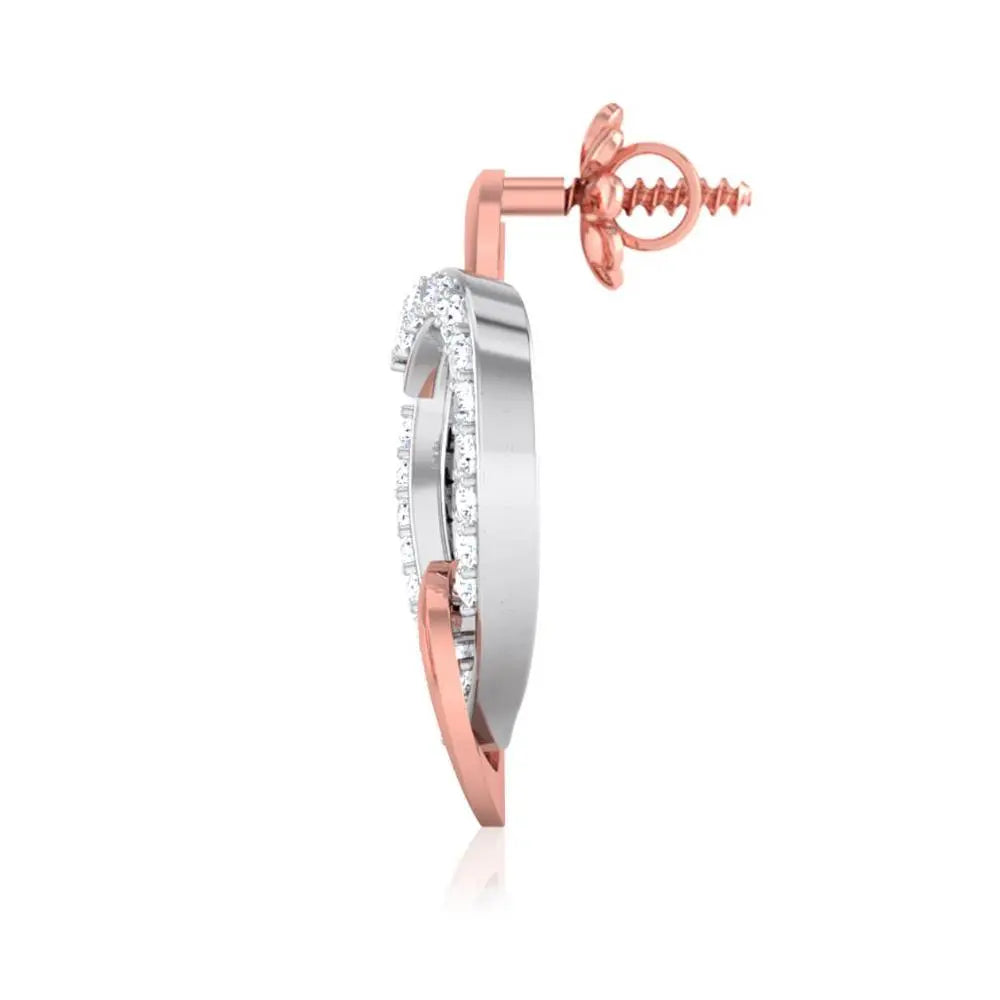 Platinum & Rose Gold Heart Earring with Diamonds JL PT E 8088   Jewelove.US