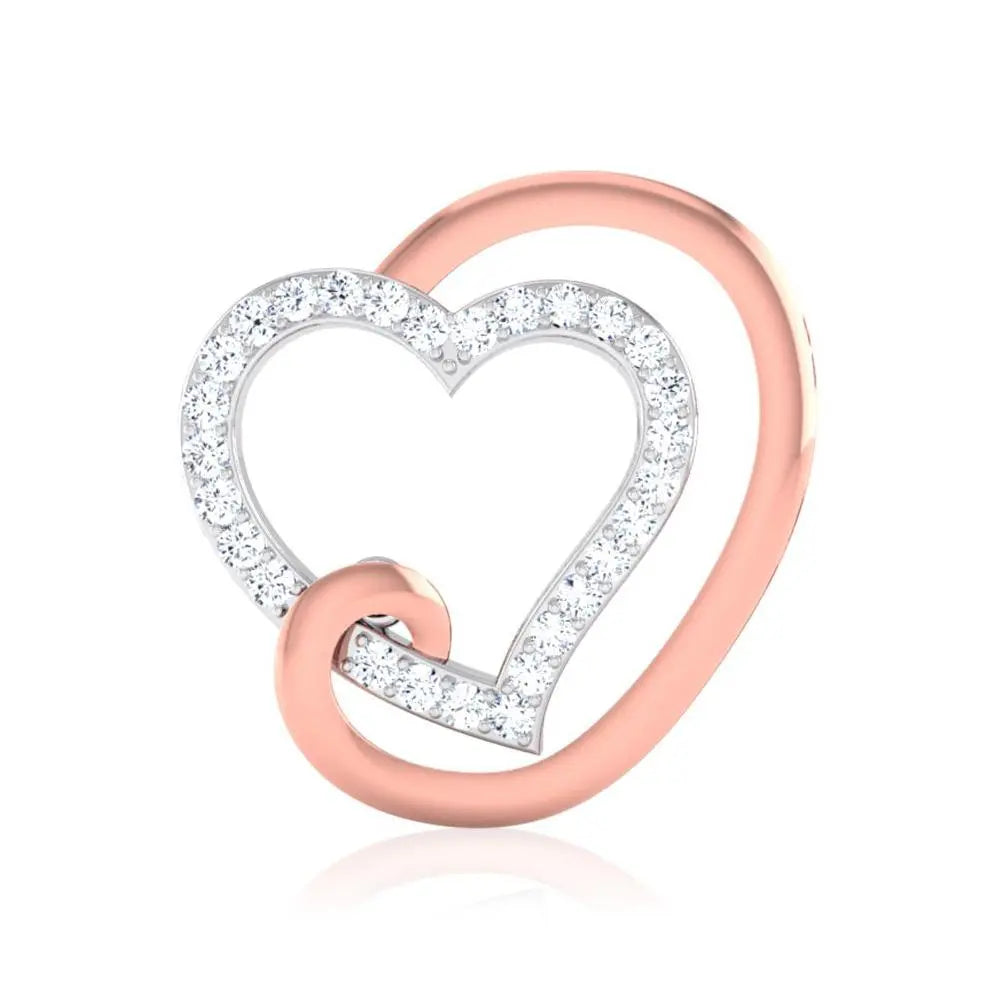 Platinum & Rose Gold Heart Earring with Diamonds JL PT E 8088   Jewelove.US