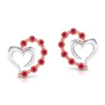 Load image into Gallery viewer, Platinum &amp; Rose Gold Heart Earrings with Rubies JL PT E 8240   Jewelove.US
