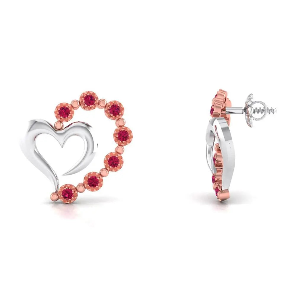 Platinum & Rose Gold Heart Earrings with Rubies JL PT E 8240   Jewelove.US