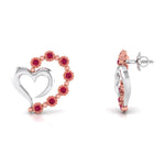 Load image into Gallery viewer, Platinum &amp; Rose Gold Heart Earrings with Rubies JL PT E 8240   Jewelove.US
