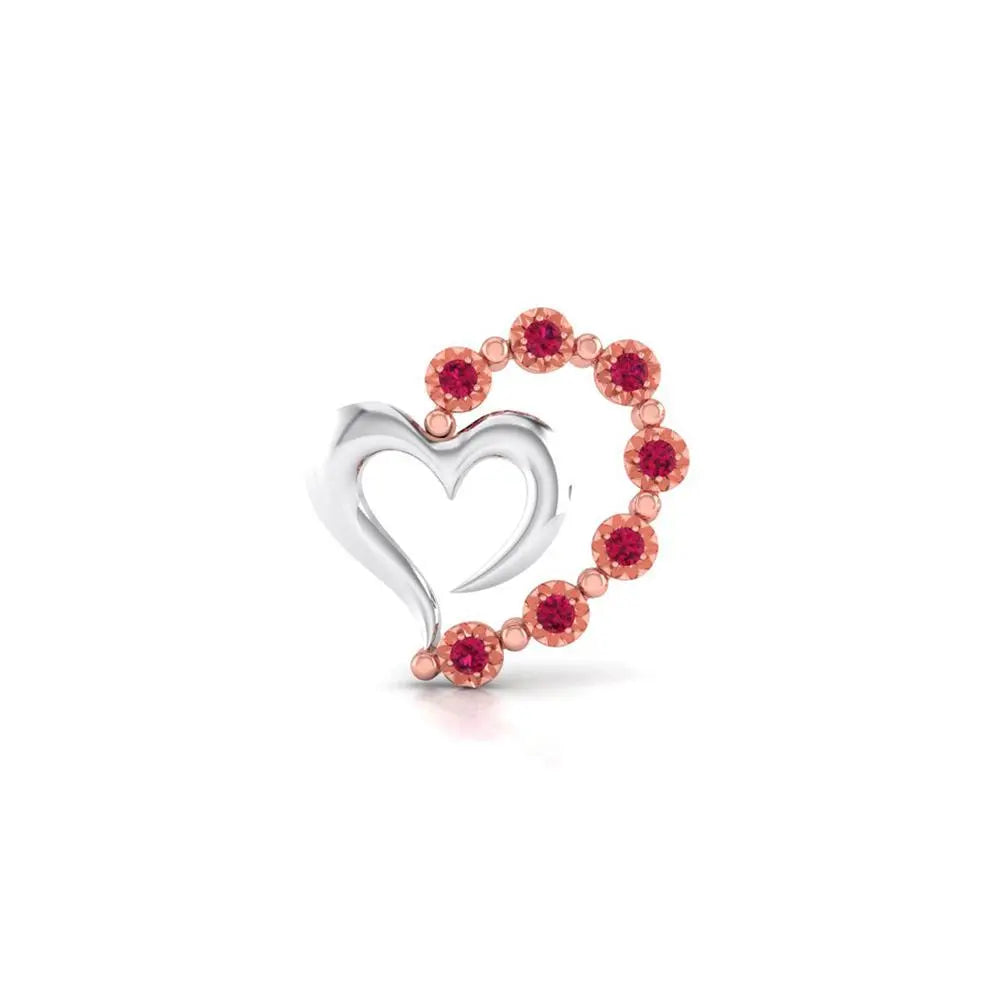 Platinum & Rose Gold Heart Earrings with Rubies JL PT E 8240   Jewelove.US