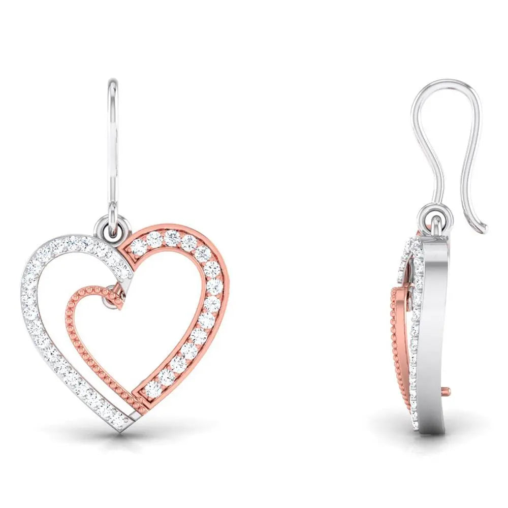 Platinum & Rose Gold Hearts & Diamonds Earrings JL PT E 8063   Jewelove.US