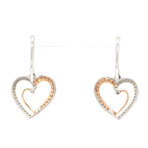 Platinum & Rose Gold Hearts & Diamonds Earrings JL PT E 8063   Jewelove.US