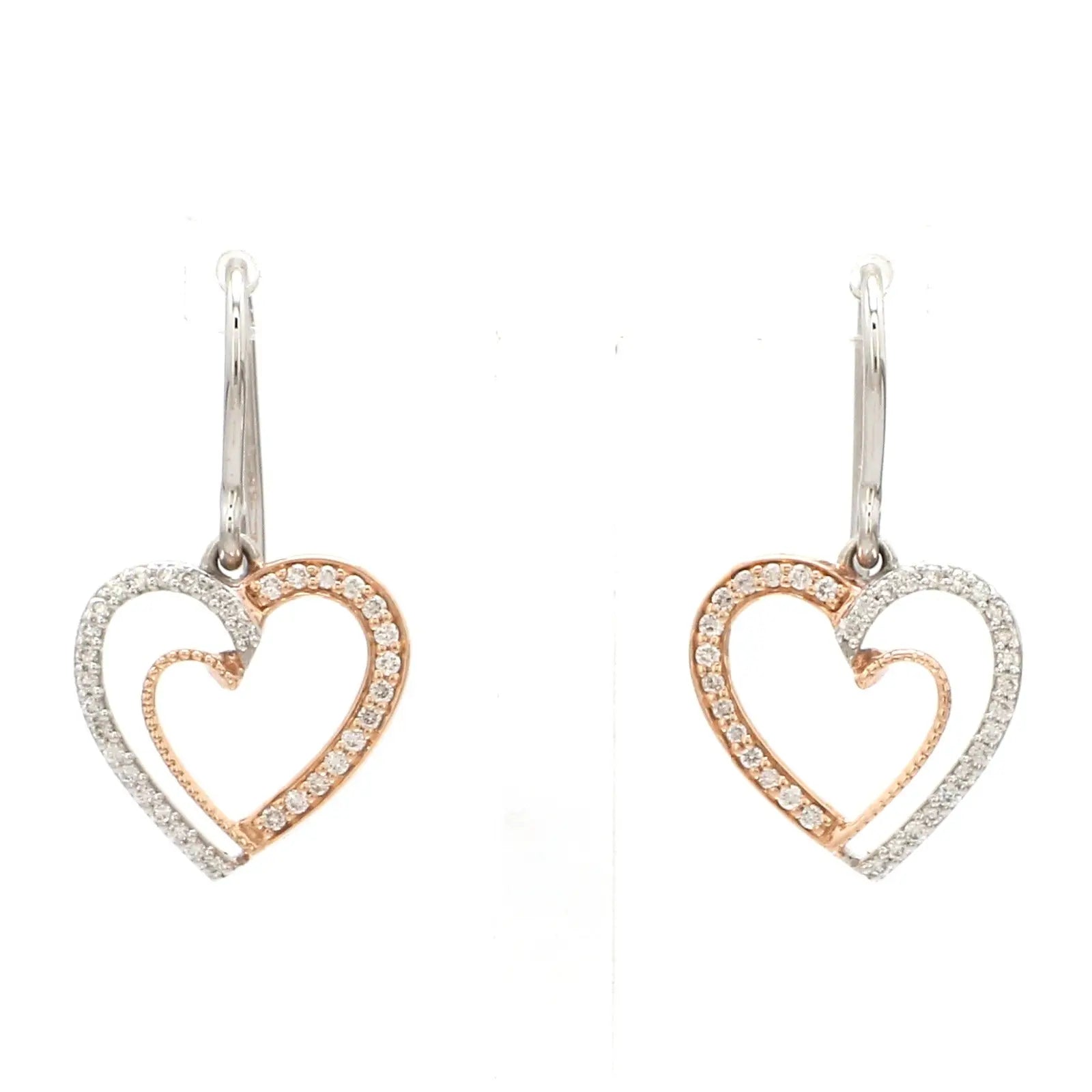 Platinum & Rose Gold Hearts & Diamonds Earrings JL PT E 8063   Jewelove.US