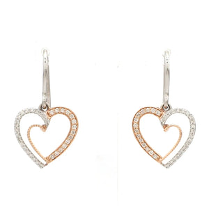 Platinum & Rose Gold Hearts & Diamonds Earrings JL PT E 8063   Jewelove.US