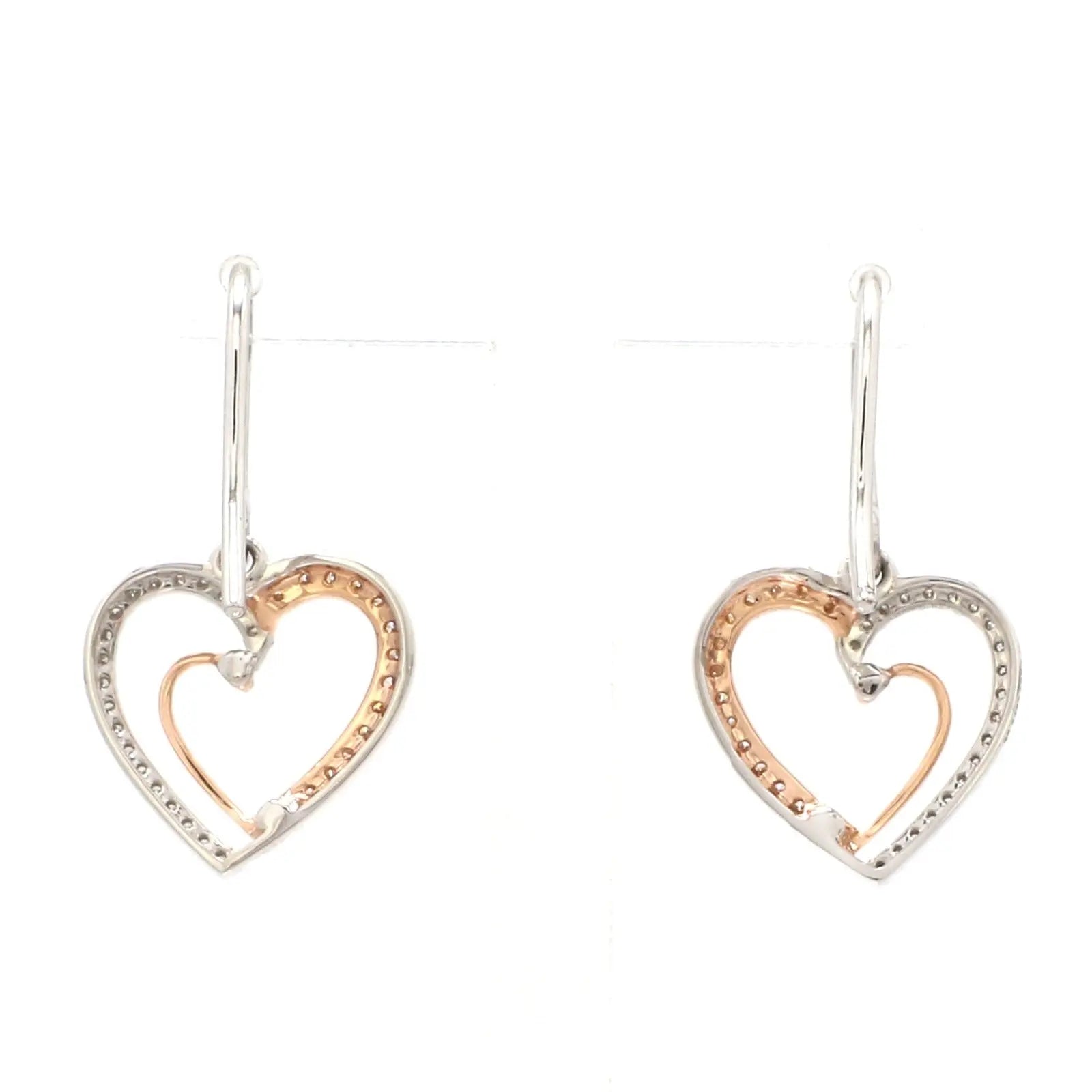 Platinum & Rose Gold Hearts & Diamonds Earrings JL PT E 8063   Jewelove.US