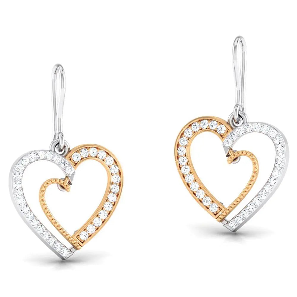 Platinum & Rose Gold Hearts & Diamonds Earrings JL PT E 8063  Yellow-Gold Jewelove.US
