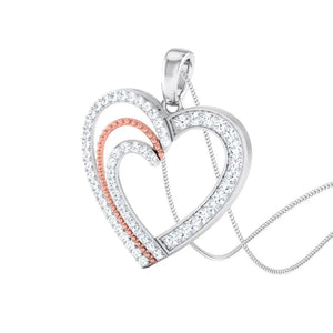 Platinum & Rose Gold Hearts & Diamonds Pendant JL PT P 8063   Jewelove.US