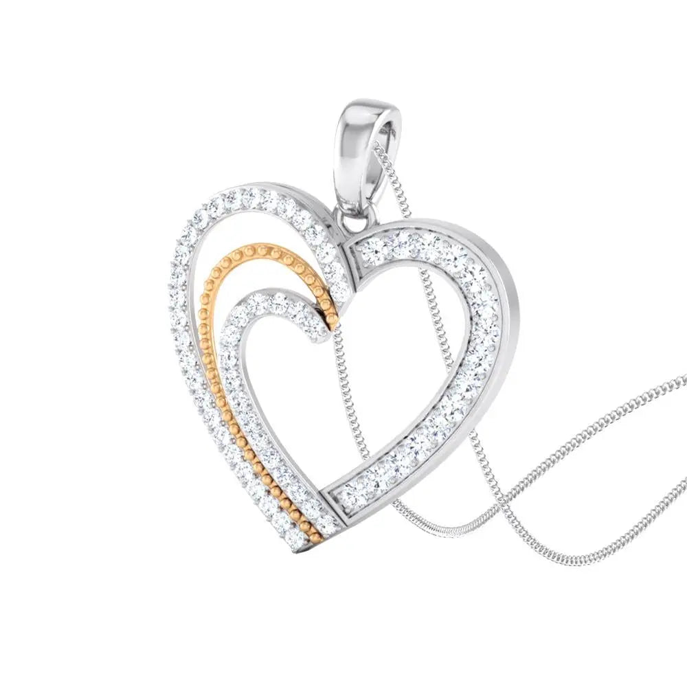 Platinum & Rose Gold Hearts & Diamonds Pendant JL PT P 8063   Jewelove.US