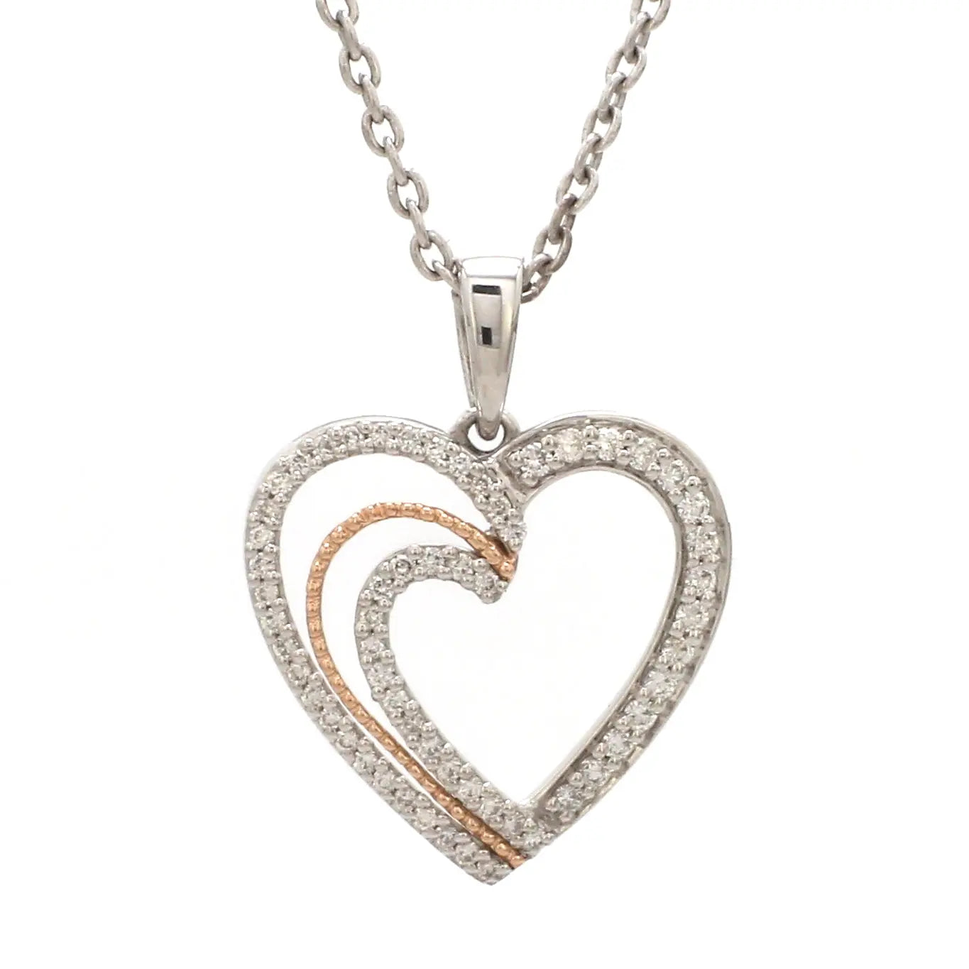 Platinum & Rose Gold Hearts & Diamonds Pendant JL PT P 8063   Jewelove.US