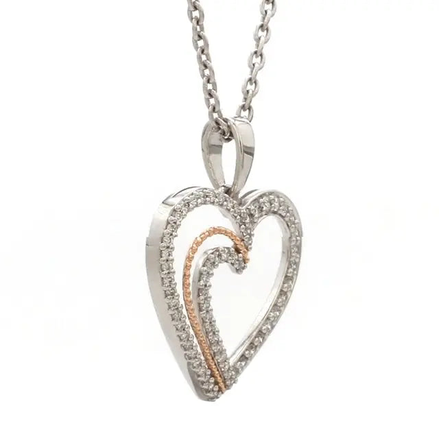 Platinum & Rose Gold Hearts & Diamonds Pendant JL PT P 8063   Jewelove.US