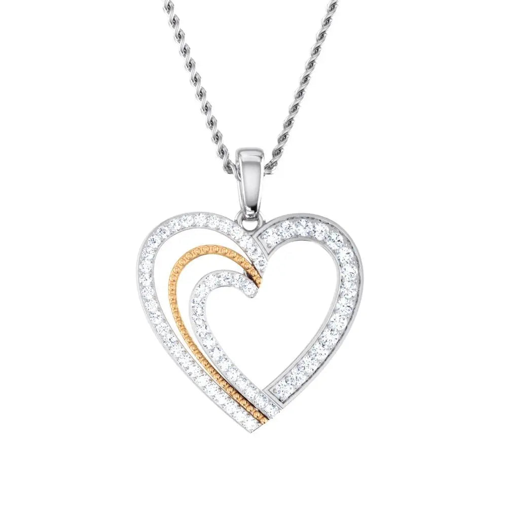 Platinum & Rose Gold Hearts & Diamonds Pendant Set JL PT P 8063   Jewelove.US