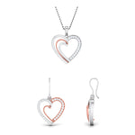 Load image into Gallery viewer, Platinum &amp; Rose Gold Hearts &amp; Diamonds Pendant Set JL PT P 8063  Rose-Gold Jewelove.US
