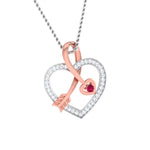 Load image into Gallery viewer, Platinum &amp; Rose Gold Hearts &amp; Diamonds Pendant Set JL PT P 8064   Jewelove.US
