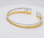 Load image into Gallery viewer, Platinum &amp; Yellow Gold Open Kada for Men JL PTB 625-Yellow   Jewelove.US
