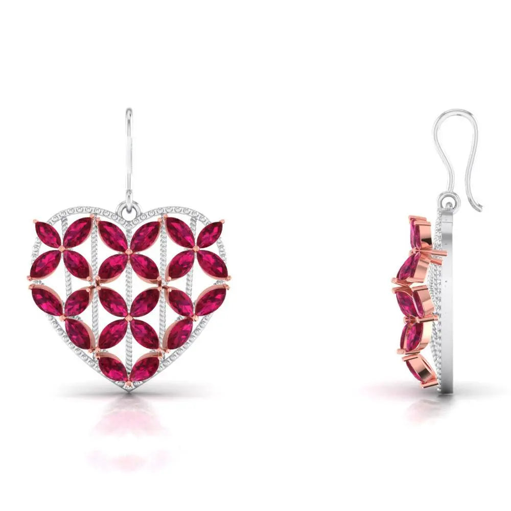 Platinum of Rose Heart Earring with Diamonds JL PT E 8104   Jewelove.US
