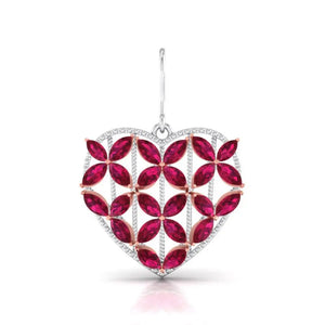 Platinum of Rose Heart Earring with Diamonds JL PT E 8104   Jewelove.US