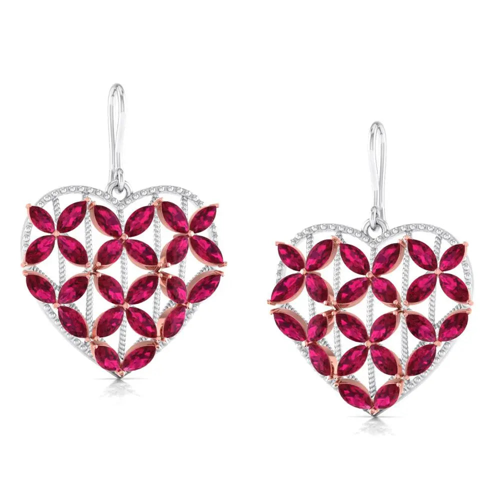 Platinum of Rose Heart Earring with Diamonds JL PT E 8104   Jewelove.US