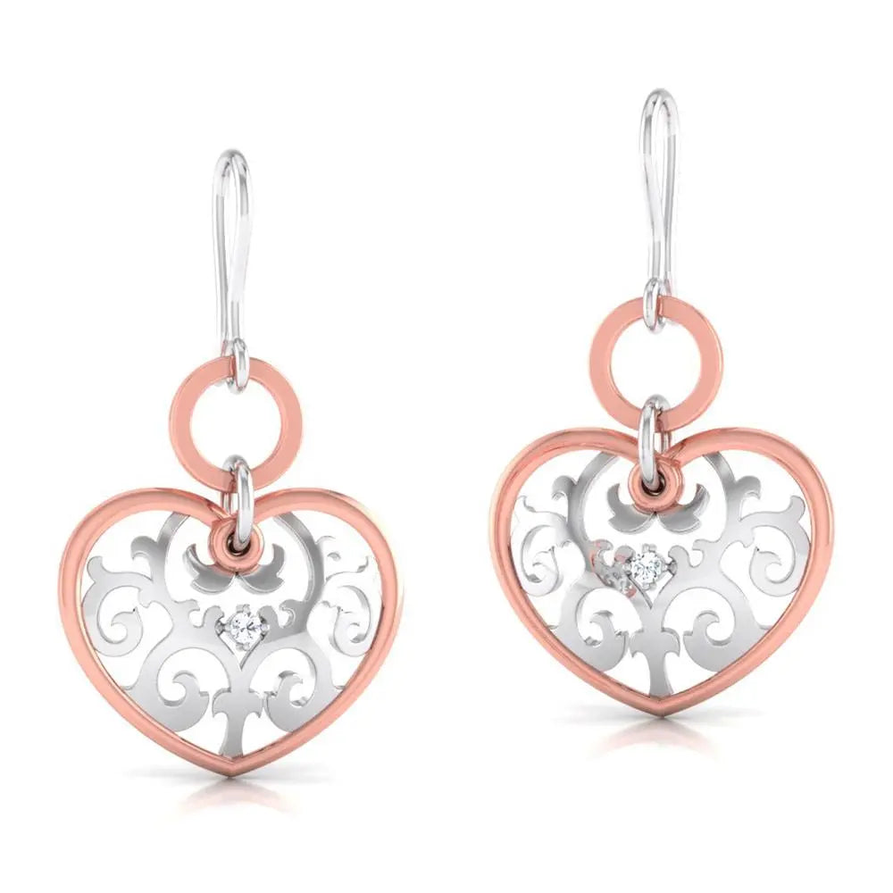 Platinum of Rose Heart Earring with Diamonds JL PT E 8230   Jewelove.US