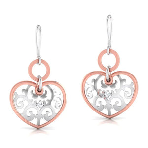 Platinum of Rose Heart Earring with Diamonds JL PT E 8230   Jewelove.US