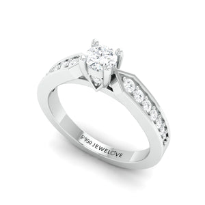 Designer Platinum Solitaire Ring with Diamond Accents JL PT 672   Jewelove.US