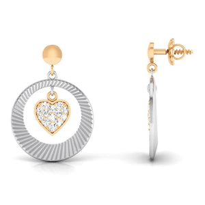 Platinum Earrings with Heart of Rose Gold set with Diamonds JL PT E 8113   Jewelove.US