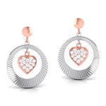 Load image into Gallery viewer, Platinum Earrings with Heart of Rose Gold set with Diamonds JL PT E 8113  Rose-Gold Jewelove.US
