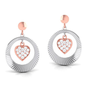 Platinum Earrings with Heart of Rose Gold set with Diamonds JL PT E 8113  Rose-Gold Jewelove.US