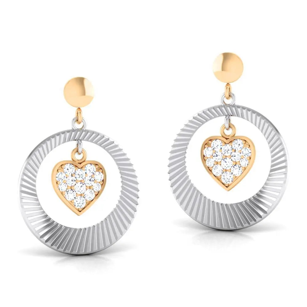 Platinum Earrings with Heart of Rose Gold set with Diamonds JL PT E 8113  Yellow-Gold Jewelove.US