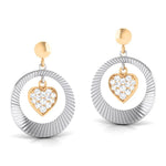 Load image into Gallery viewer, Platinum Earrings with Heart of Rose Gold set with Diamonds JL PT E 8113  Yellow-Gold Jewelove.US
