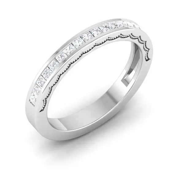 Princess Cut Half Eternity Platinum Wedding Ring JL PT RD RN 6764   Jewelove.US