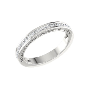 Princess Cut Half Eternity Platinum Wedding Ring JL PT RD RN 6764   Jewelove.US