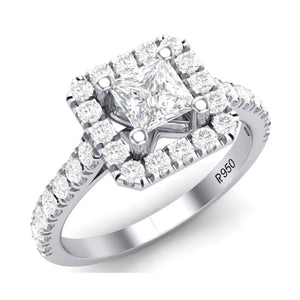 Princess Cut Solitaire Platinum Ring with Halo Setting for women JL PT 470  G-VVS Jewelove