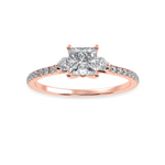 Load image into Gallery viewer, 50-Pointer Princess Cut Solitaire Diamond Accents Shank 18K Rose Gold Ring JL AU 1240R-A   Jewelove.US
