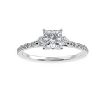 Load image into Gallery viewer, 50-Pointer Princess Cut Solitaire Diamond Accents Shank Platinum Ring JL PT 1240-A   Jewelove.US
