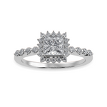 Load image into Gallery viewer, 70-Pointer Princess Cut Solitaire Halo Diamond Shank Platinum Ring JL PT 1248-B   Jewelove.US
