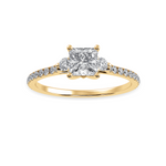 Load image into Gallery viewer, 50-Pointer Princess Cut Solitaire Diamond Accents Shank 18K Yellow Gold Ring JL AU 1240Y-A   Jewelove.US
