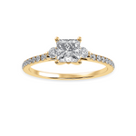 Load image into Gallery viewer, 70-Pointer Princess Cut Solitaire Diamond Accents Shank 18K Yellow Gold Ring JL AU 1240Y-B   Jewelove.US

