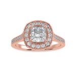 Load image into Gallery viewer, 50-Pointer Princess Cut Solitaire Halo Diamond Shank 18K Rose Gold Ring JL AU 1331R-A   Jewelove.US
