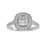 Load image into Gallery viewer, 30-Pointer Princess Cut Solitaire Halo Diamond Shank Platinum Ring JL PT 1331   Jewelove.US
