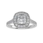Load image into Gallery viewer, 70-Pointer Princess Cut Solitaire Halo Diamond Shank Platinum Ring JL PT 1331-B   Jewelove.US
