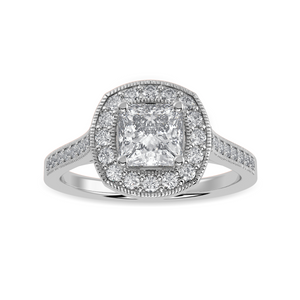 30-Pointer Princess Cut Solitaire Halo Diamond Shank Platinum Ring JL PT 1331   Jewelove.US