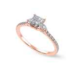 Load image into Gallery viewer, 50-Pointer Princess Cut Solitaire Diamond Accents Shank 18K Rose Gold Ring JL AU 1240R-A   Jewelove.US
