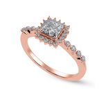 Load image into Gallery viewer, 50-Pointer Princess Cut Solitaire Halo Diamond Shank 18K Rose Gold Ring JL AU 1248R-A   Jewelove.US
