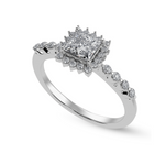 Load image into Gallery viewer, 70-Pointer Princess Cut Solitaire Halo Diamond Shank Platinum Ring JL PT 1248-B   Jewelove.US
