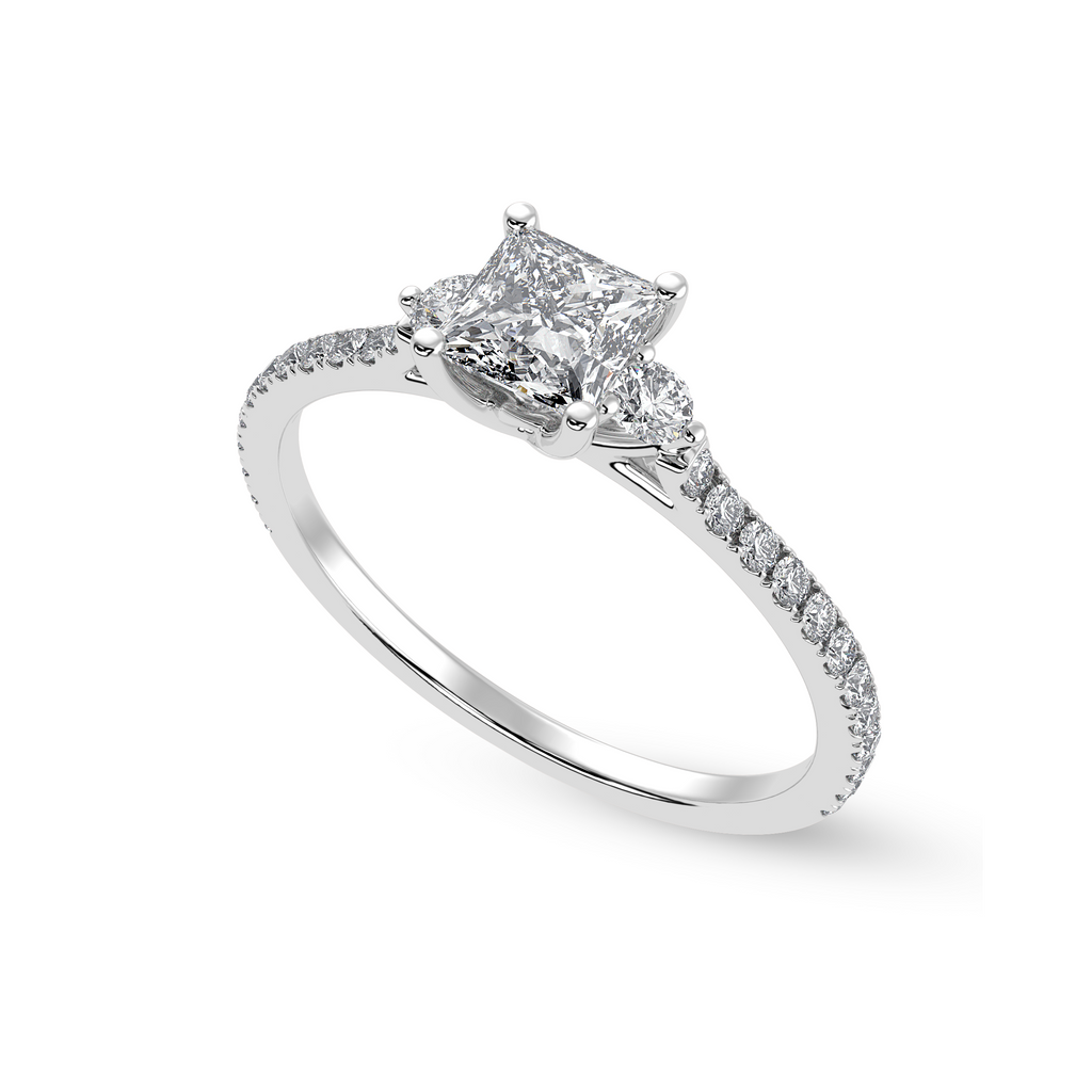 50-Pointer Princess Cut Solitaire Diamond Accents Shank Platinum Ring JL PT 1240-A   Jewelove.US