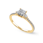 Load image into Gallery viewer, 25-Pointer Princess Cut Diamond Accents Shank 18K Yellow Gold Ring JL AU 1240Y-C   Jewelove.US
